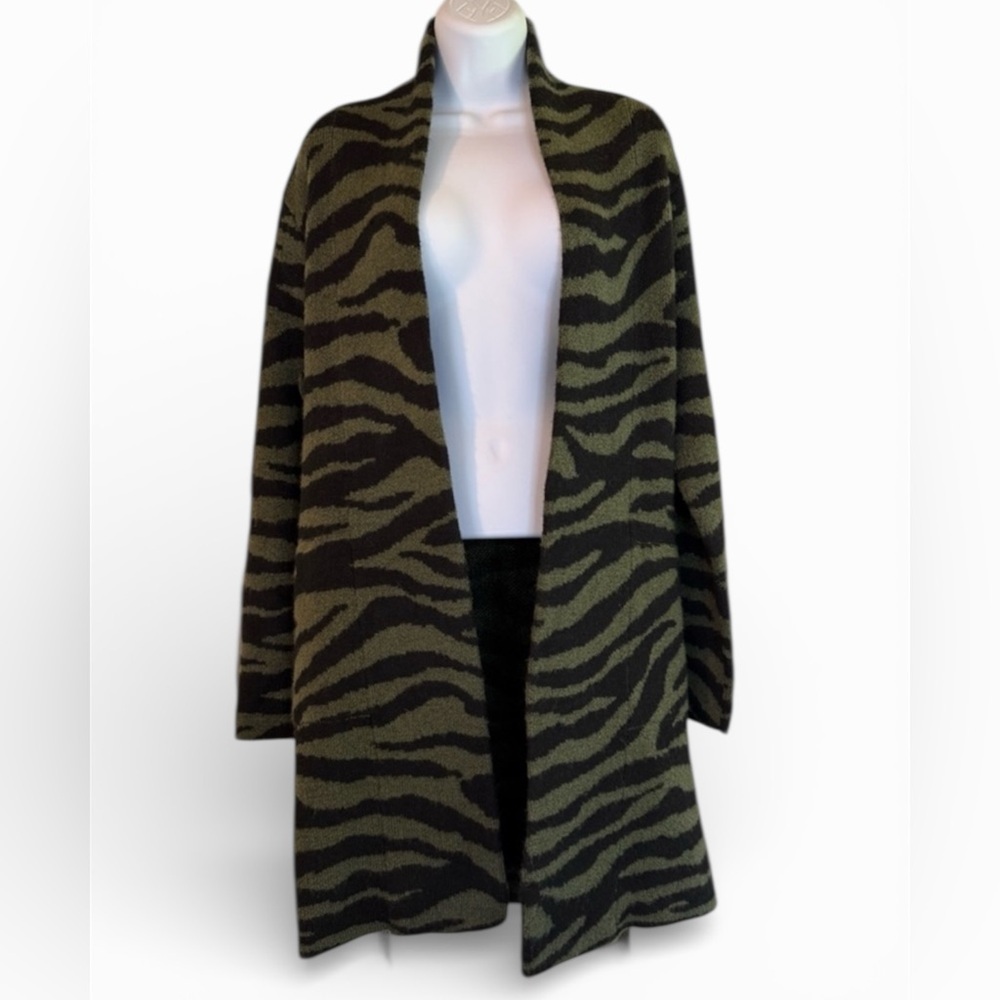Olive and Black Zebra Print  Cardigan